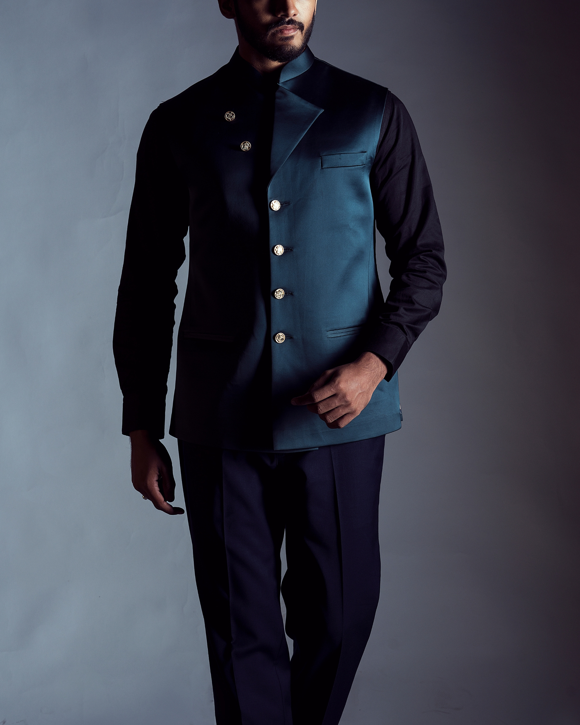 Buy Men's Black Dotted Nehru Jacket @Tailorman Custom Made Ready To Wear Nehru  Jackets