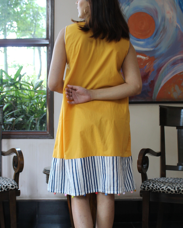 Yellow patchwork A-line dress 1