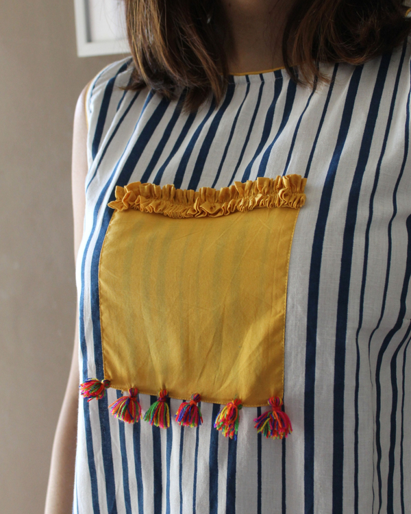 Striped yellow patchwork dress 1