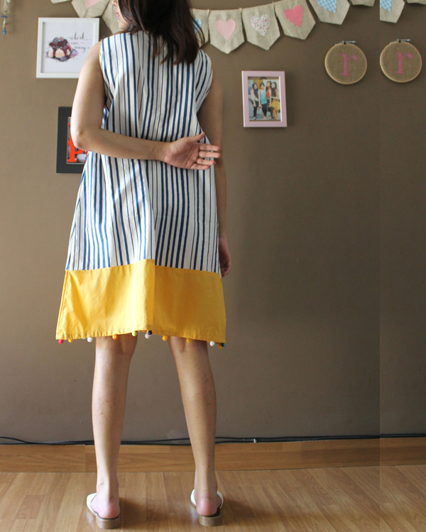 Striped yellow patchwork dress 2