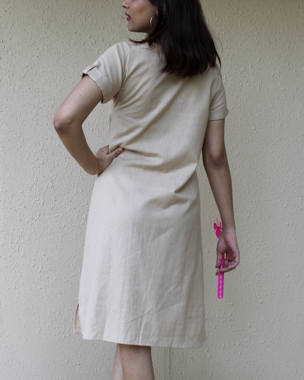 Quirky beige A-line dress 2