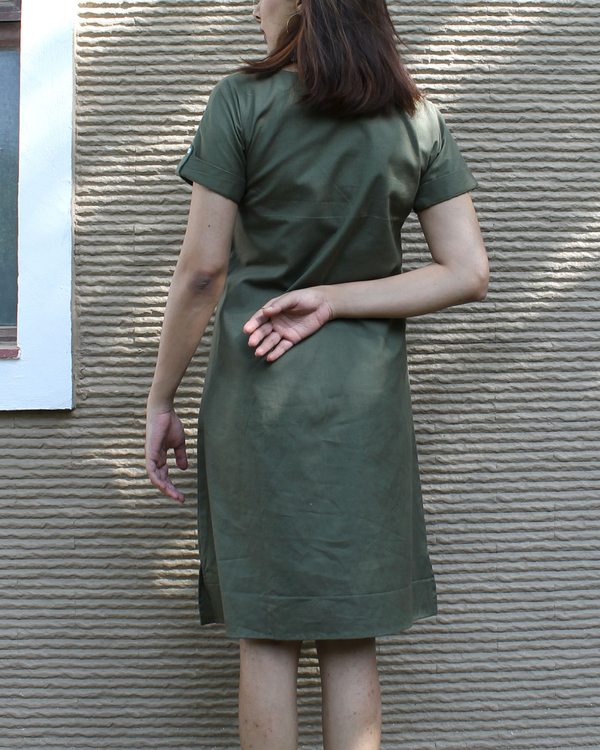 Army green A-line dress 1