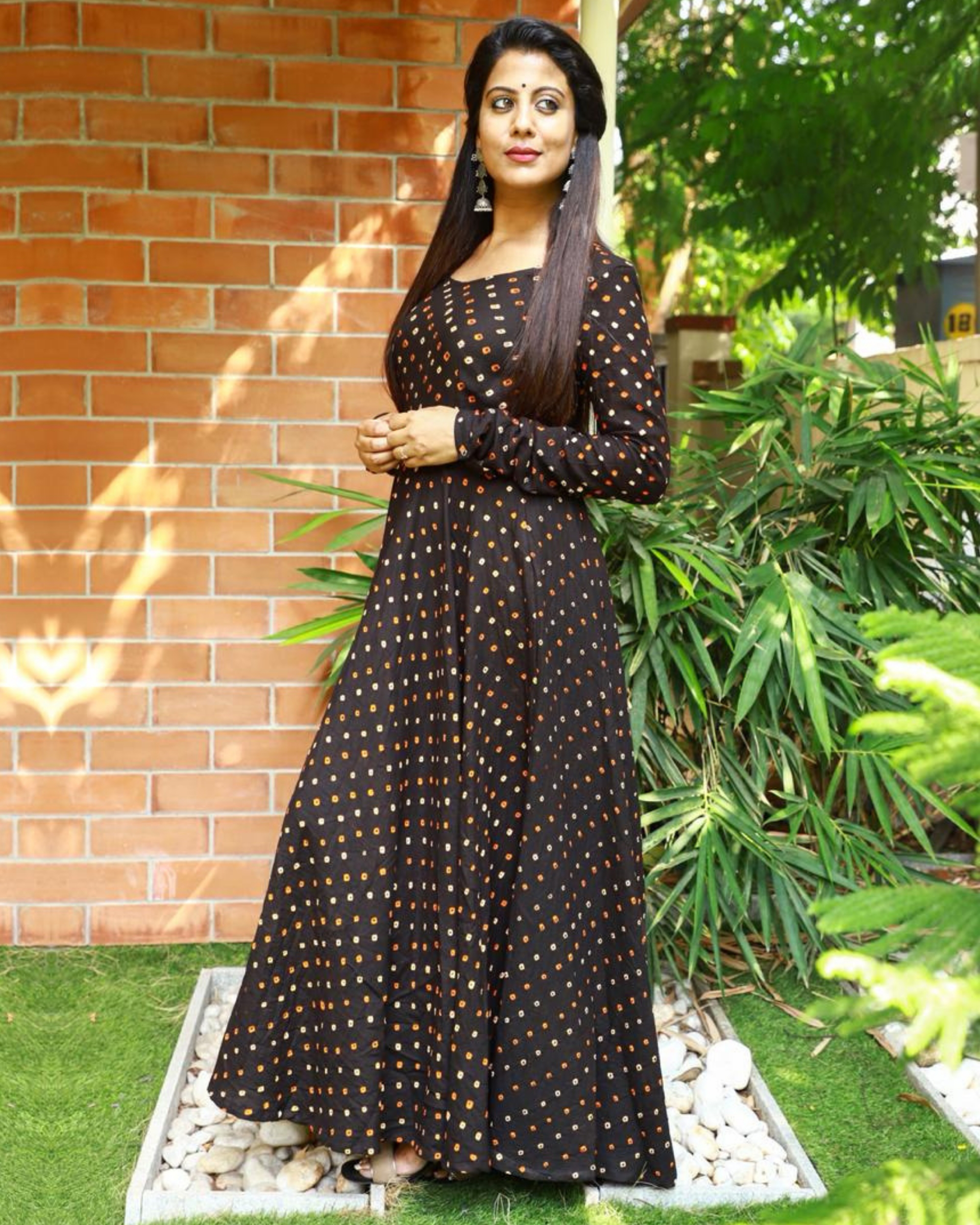 black bandhani dress