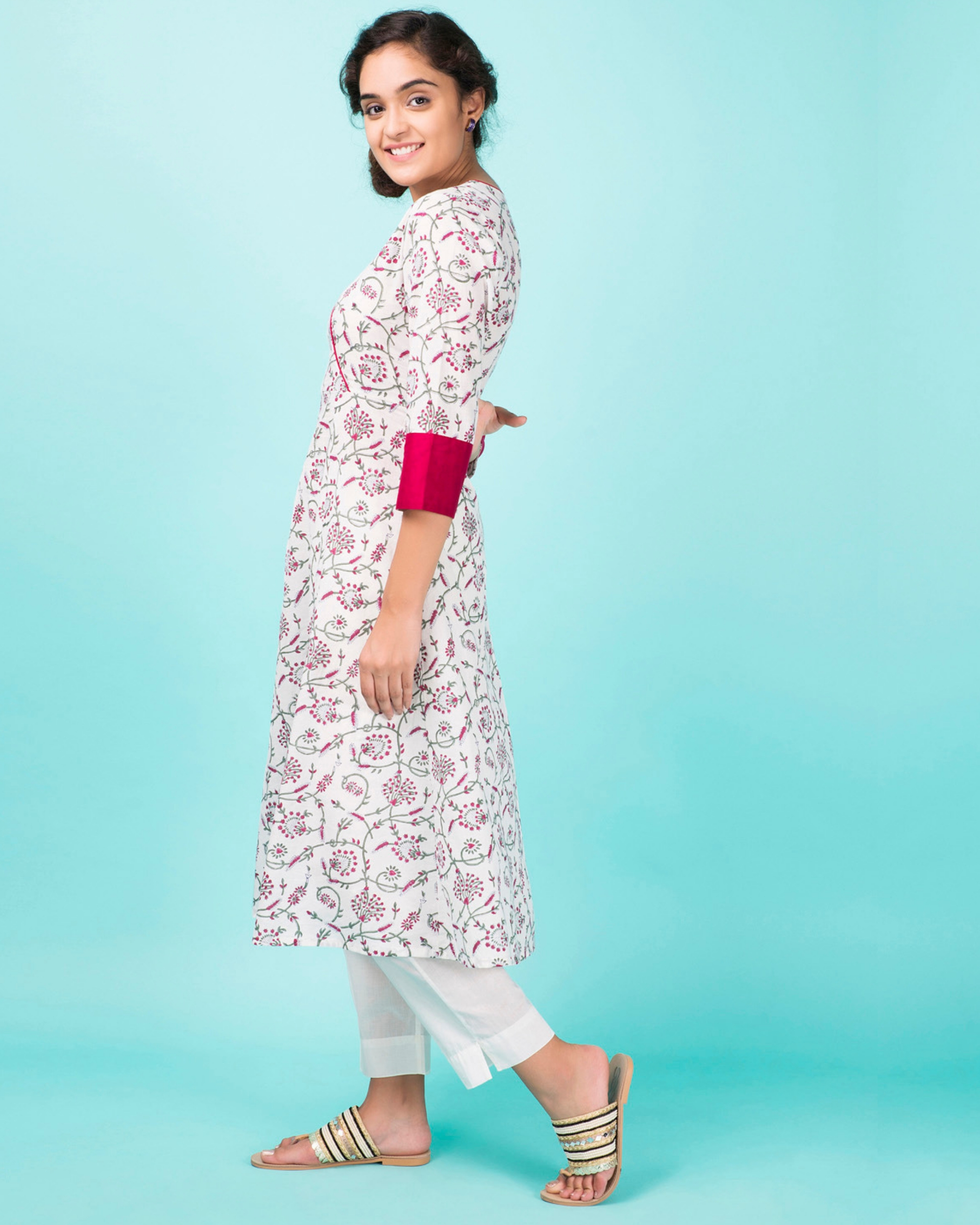White floral wrap kurta by Twirl Studio The Secret Label
