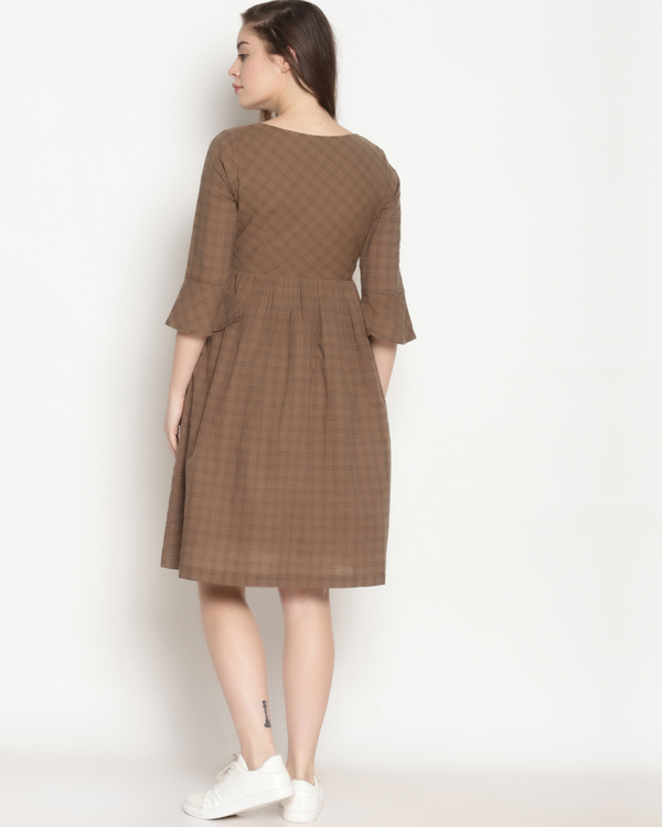 Brown checks dress by Label Y | The Secret Label