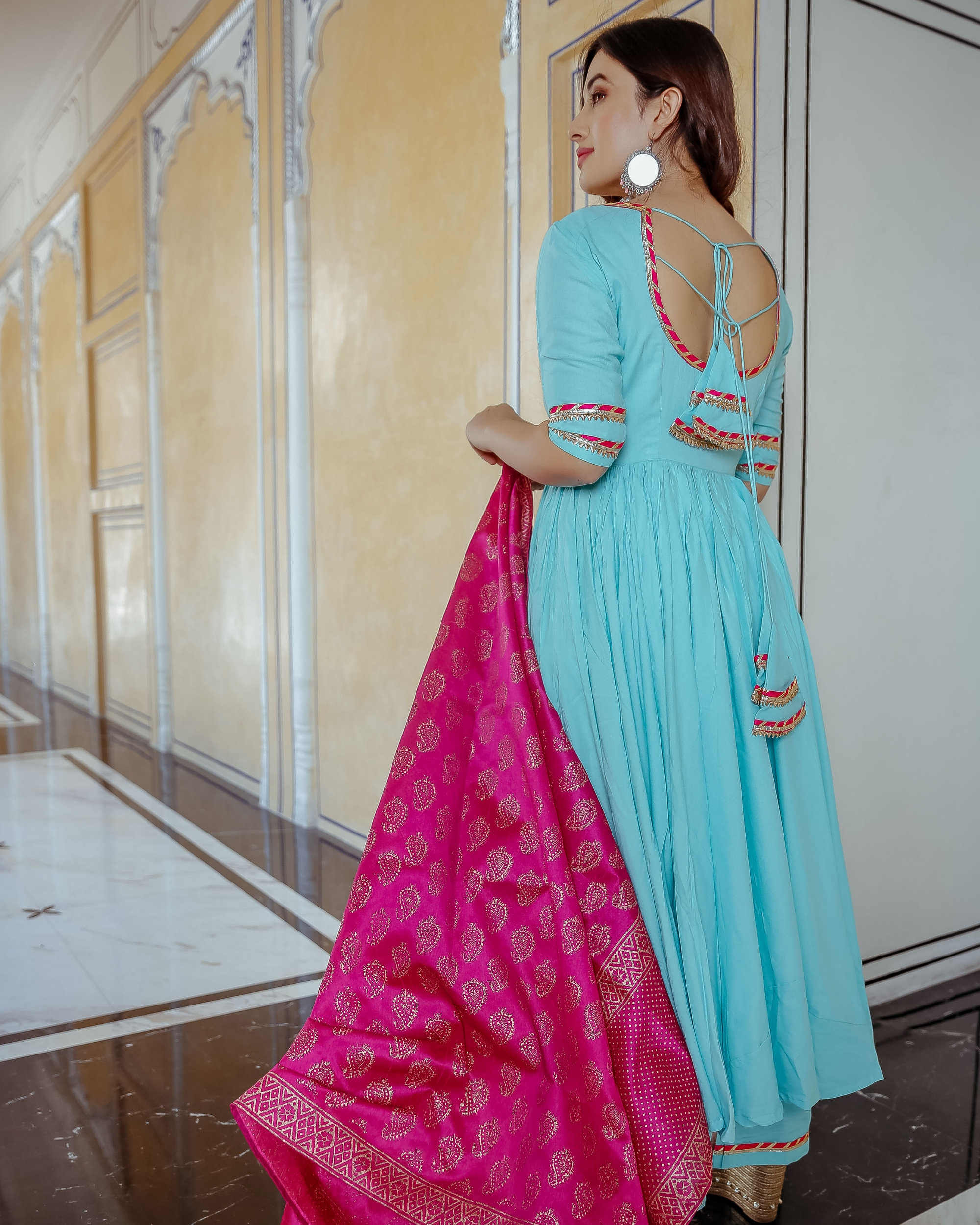 Blue And Pink Color Combination Dress Aqua Blue And Pink Suit Set