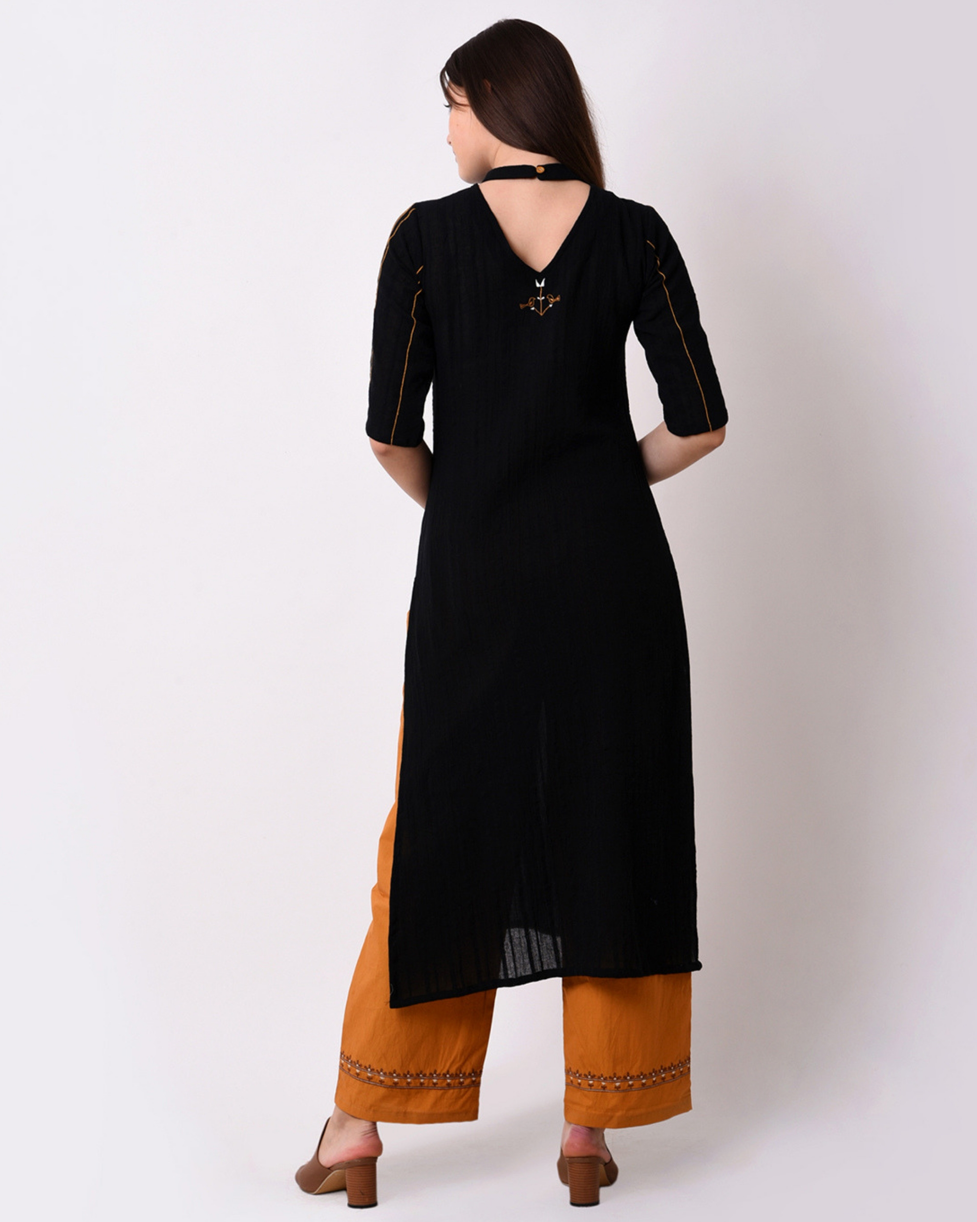 Black Cotton Flex Kurta Set - Set of Two by Vritta | The Secret Label