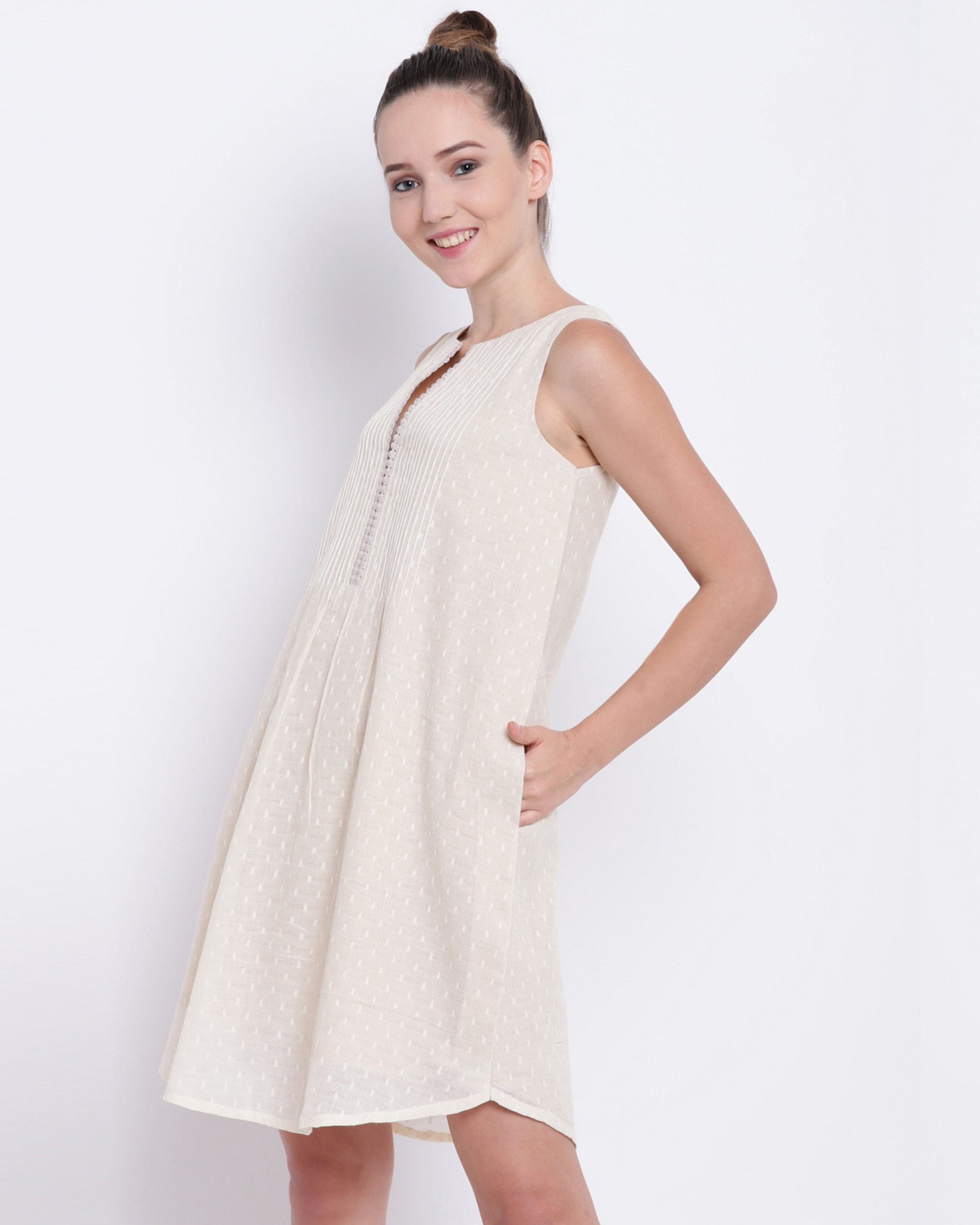 Lace detailed pin tuck dress by trueBrowns | The Secret Label