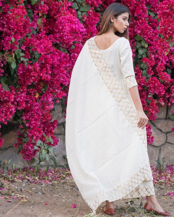 Golden gota white anarkali set - set of three 1