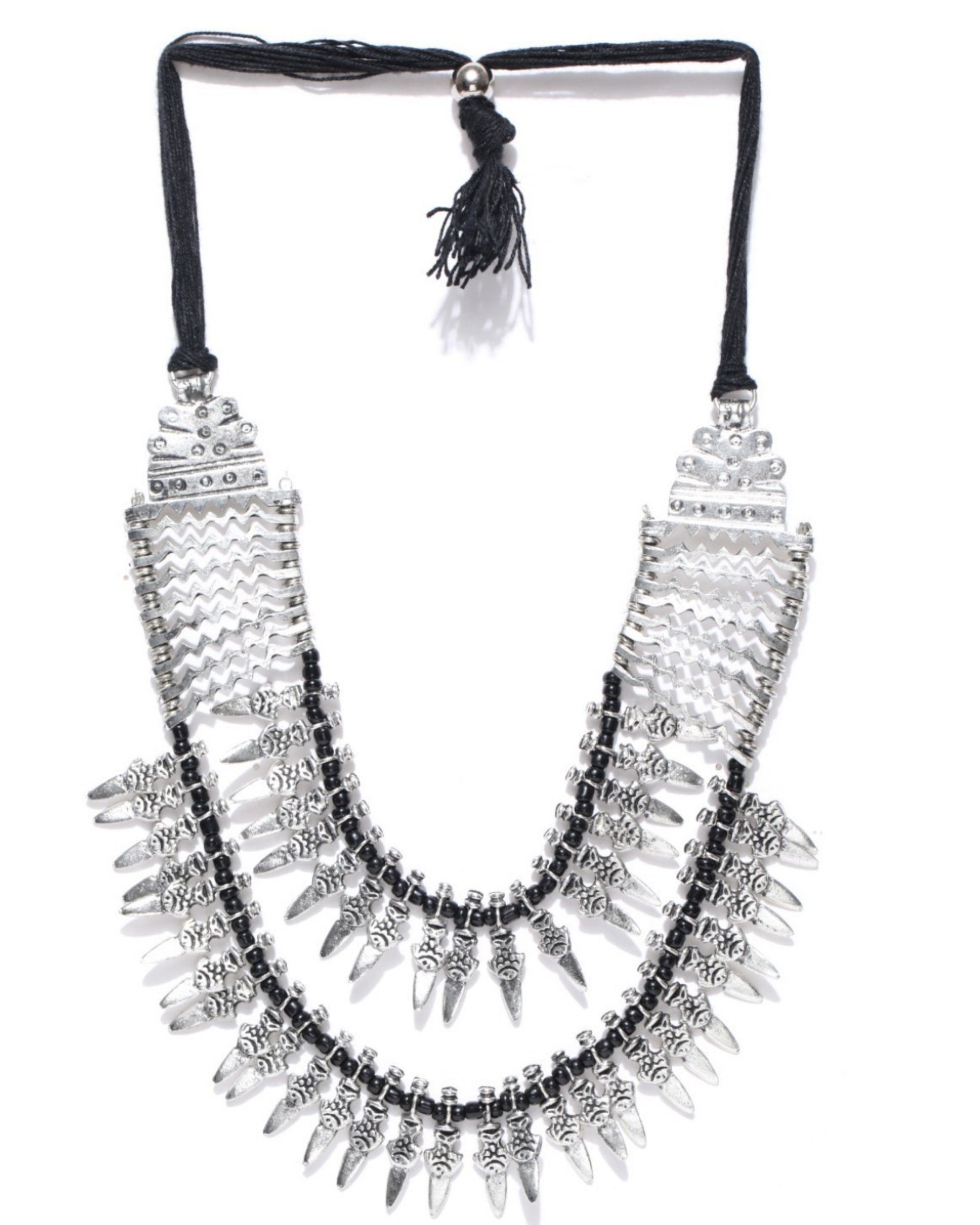 Black beaded silver necklace by Infuzze | The Secret Label