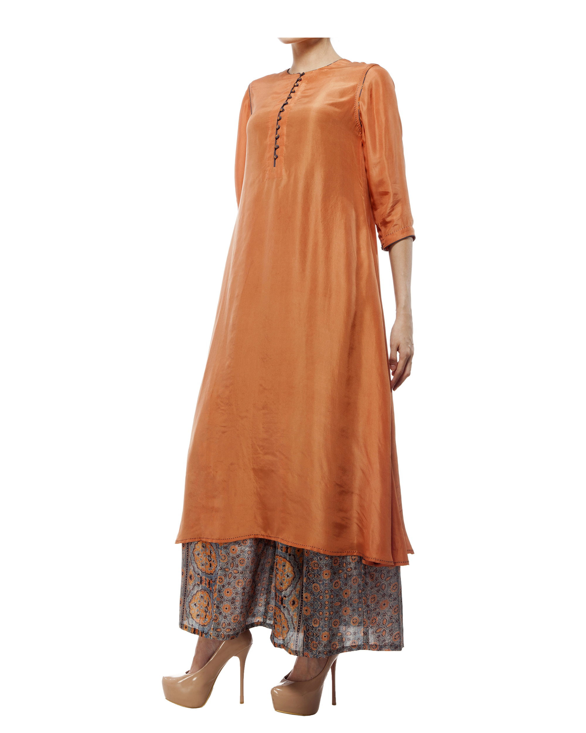 Dusty orange silk tunic by Divyam Mehta | The Secret Label