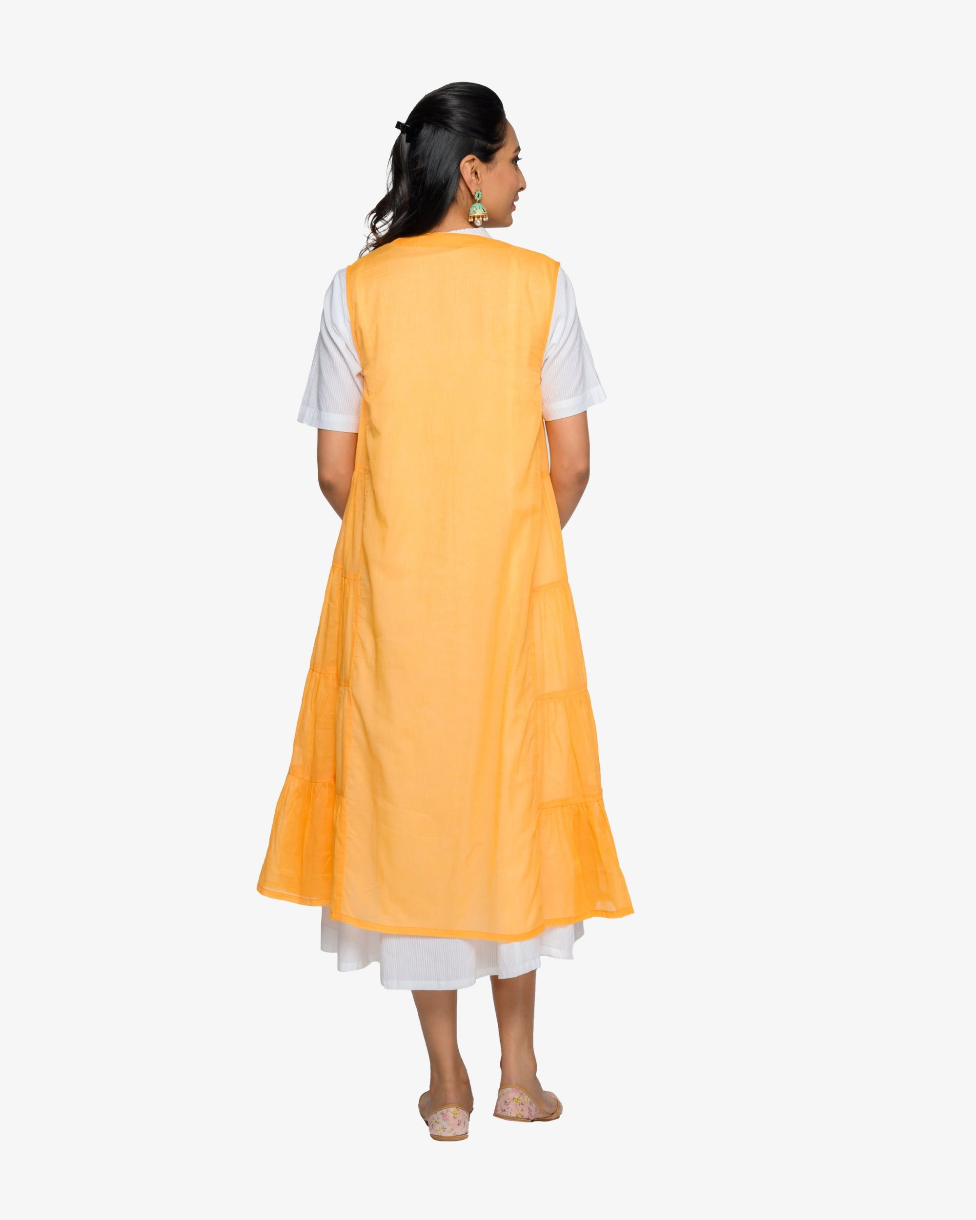Bright yellow and white dress with an inner set of two by IDAR The