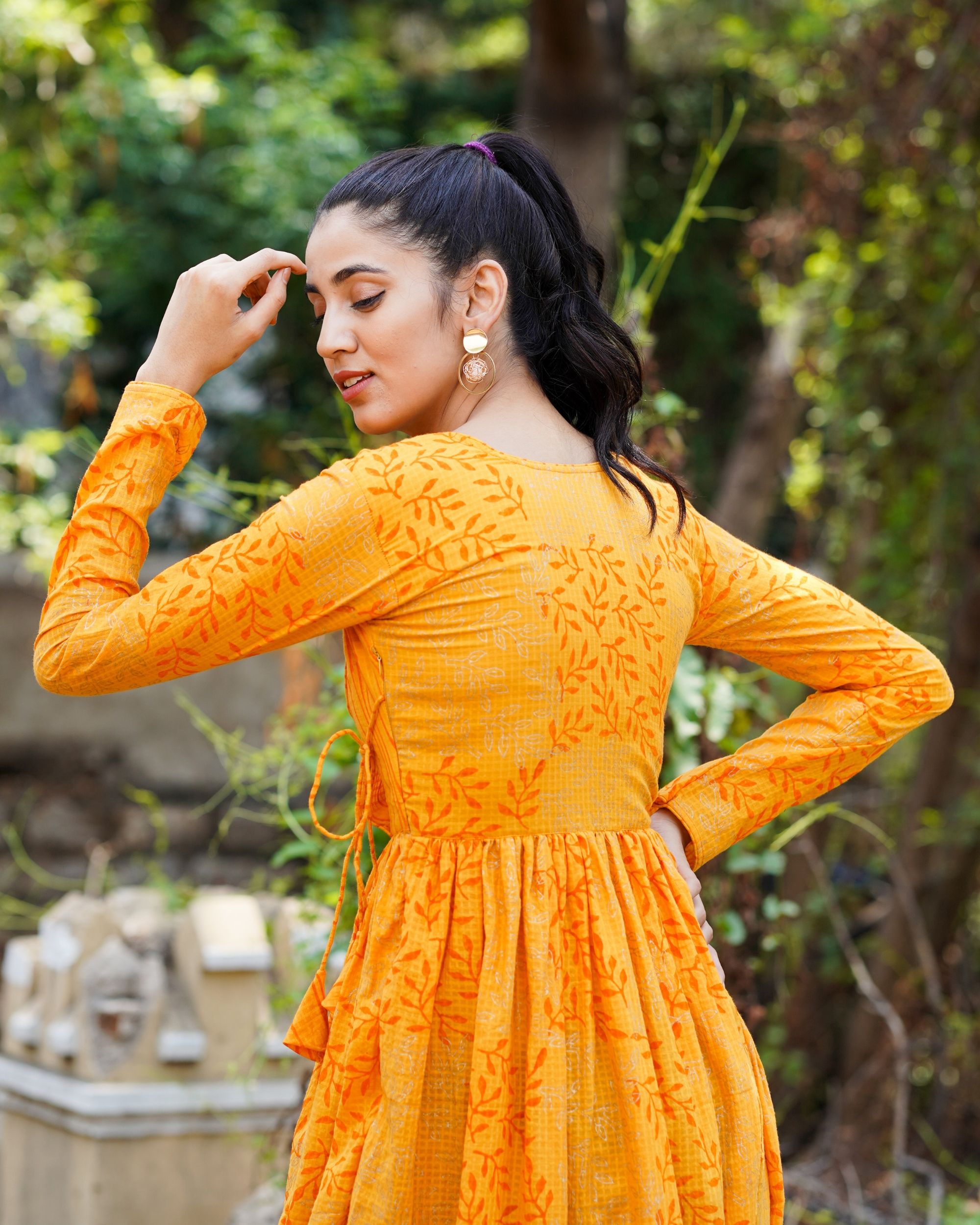 Orange long frock outlet