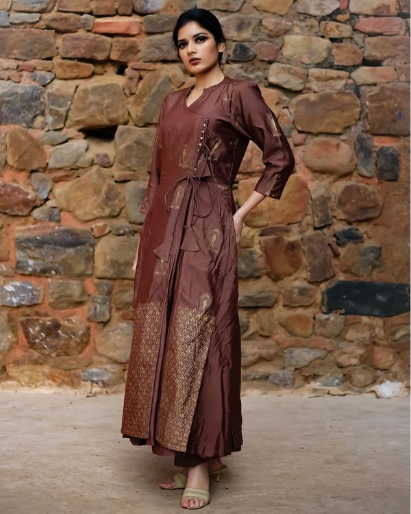 Brown angrakha suit set- set of three by Noor By Nikita Jain | The ...