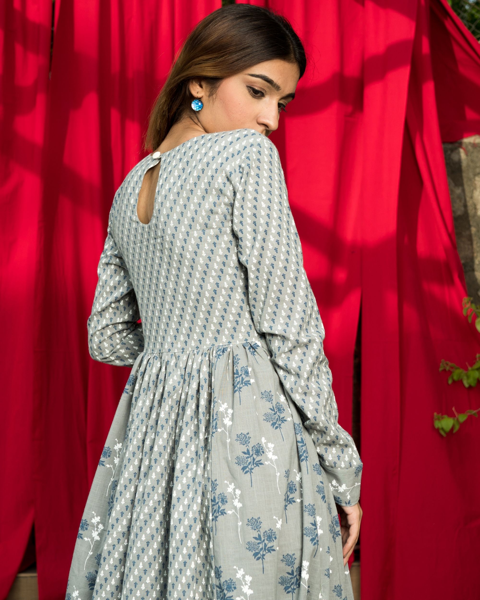 Cotton flux grey dress by Desi Doree | The Secret Label