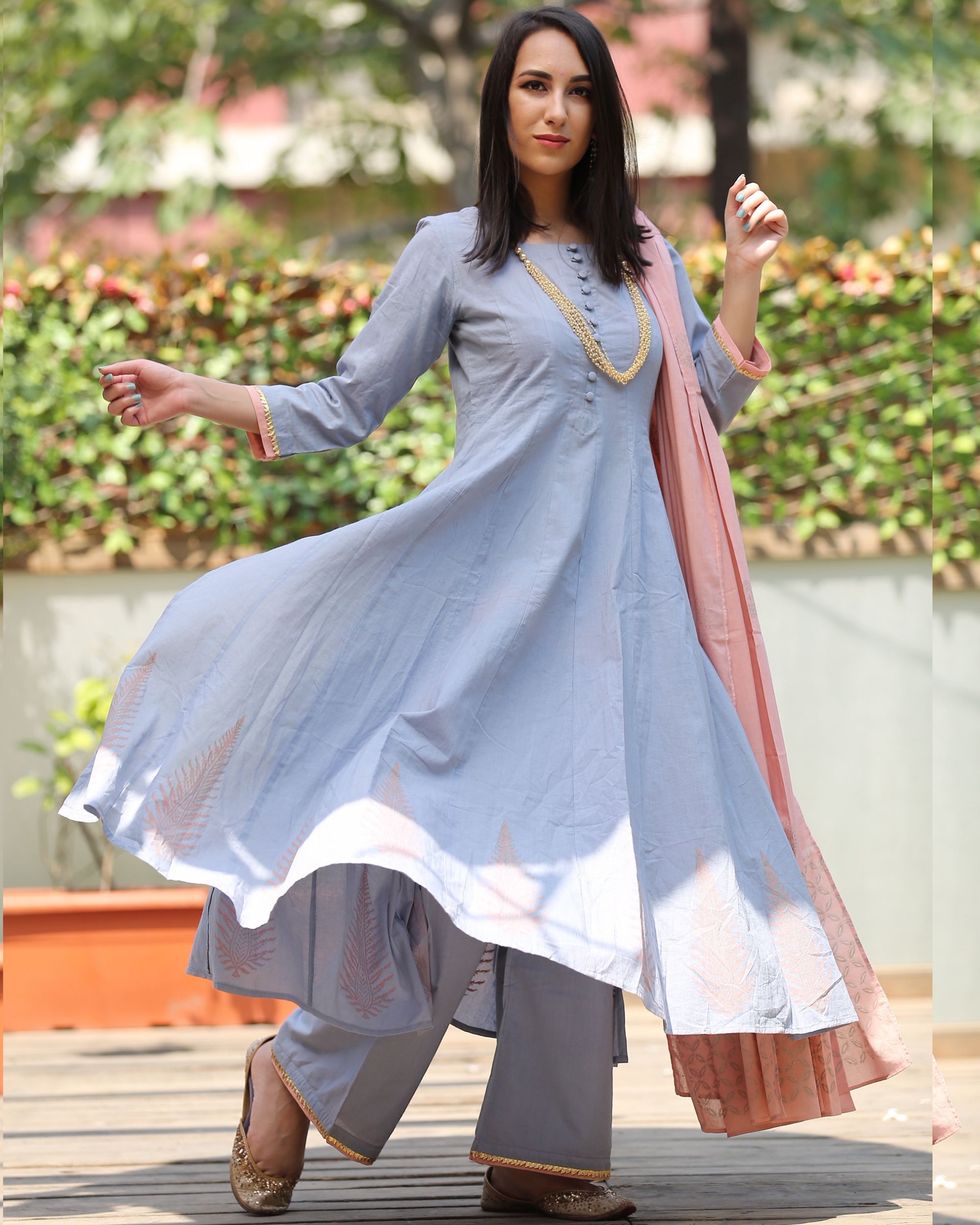 Powder blue angrakha suit set set of three by Marasim The Secret Label