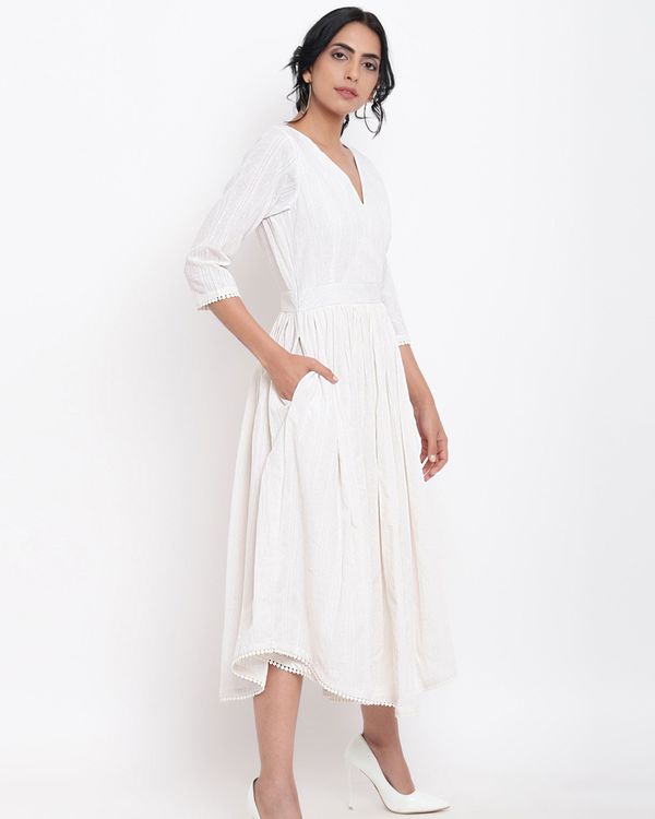 White cotton overlap flare dress by trueBrowns | The Secret Label
