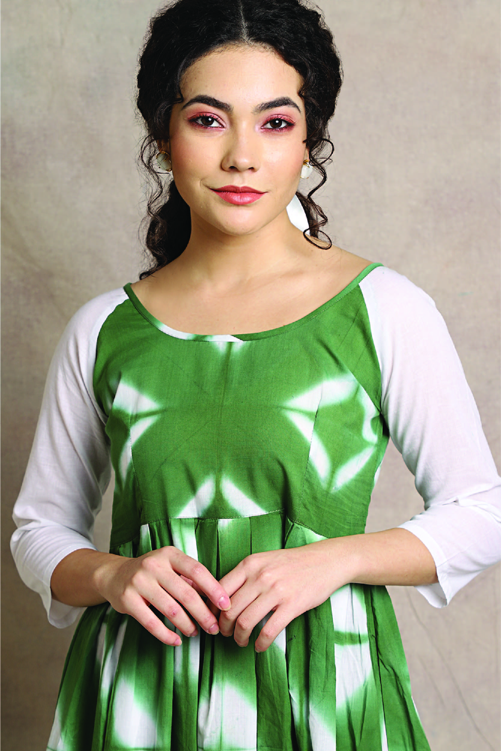 raglan sleeve tie front flare satin