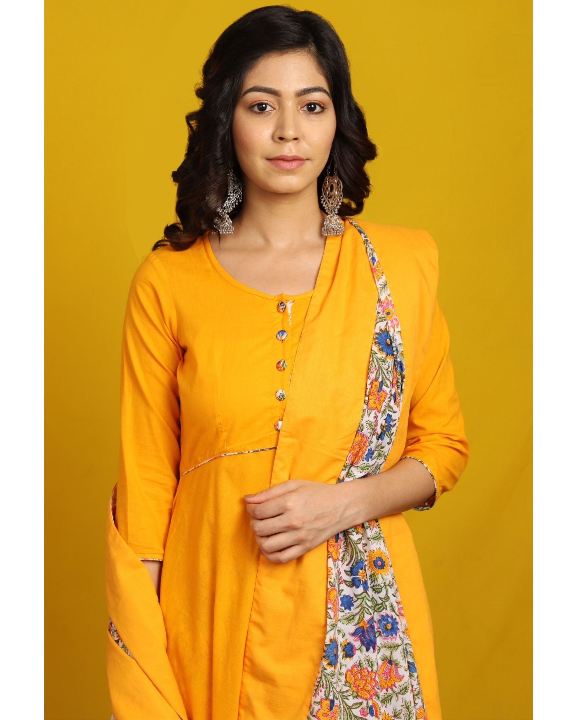 Saffron floral suit set set of three by The Cotton Staple The