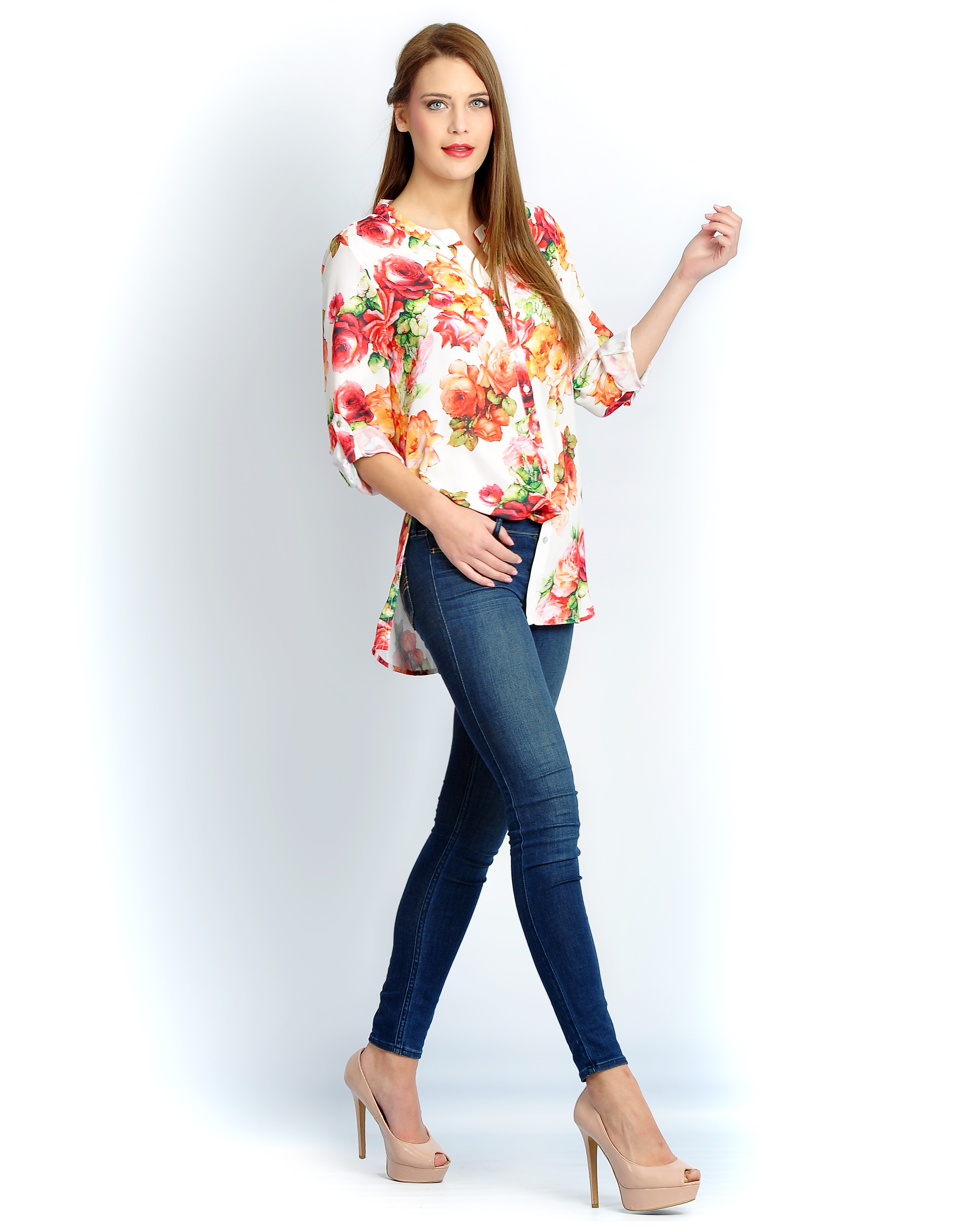 Ivory floral button down shirt by Chique The Secret Label