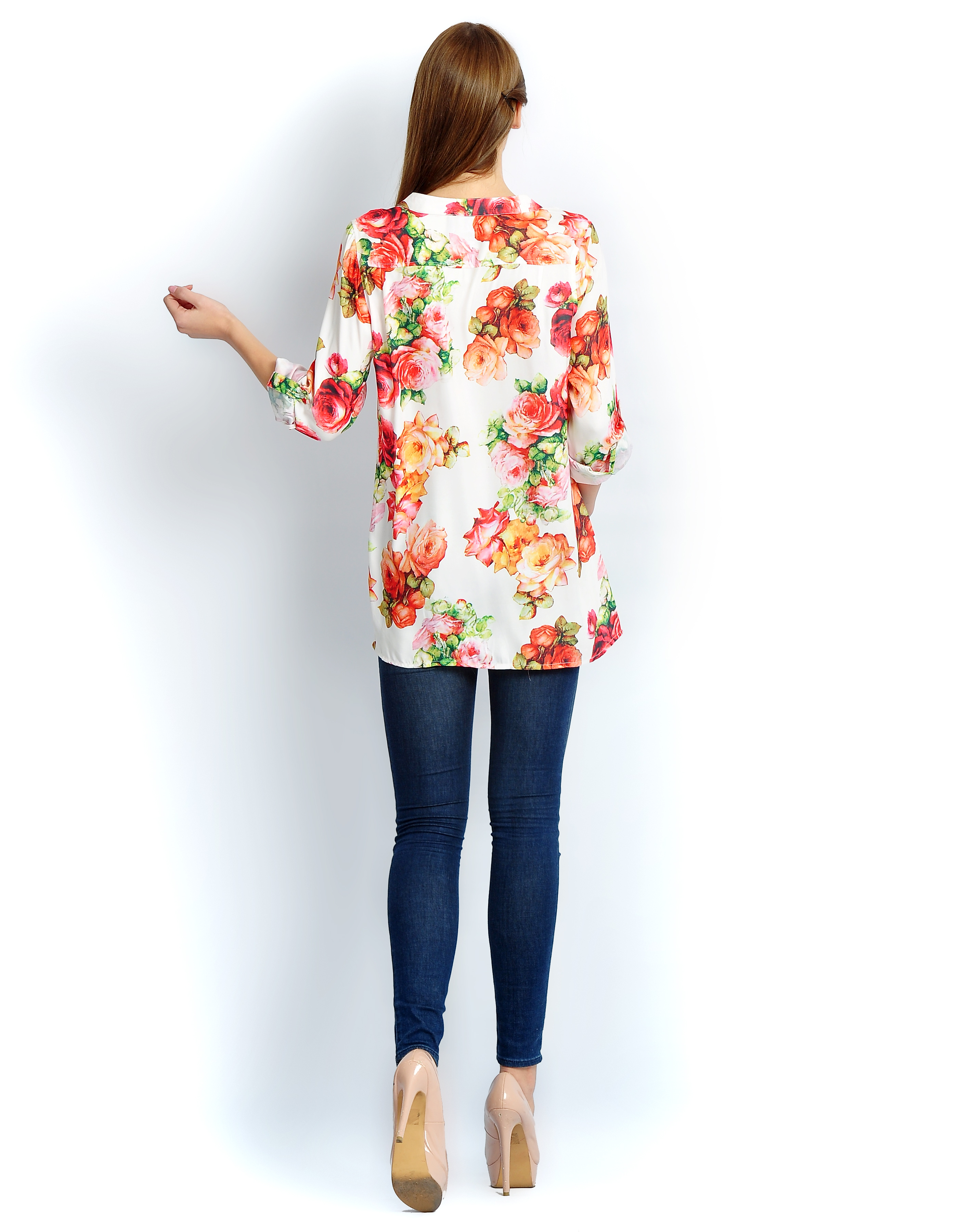 Ivory floral button down shirt by Chique The Secret Label