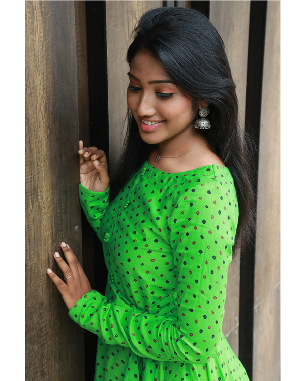 parrot green gown