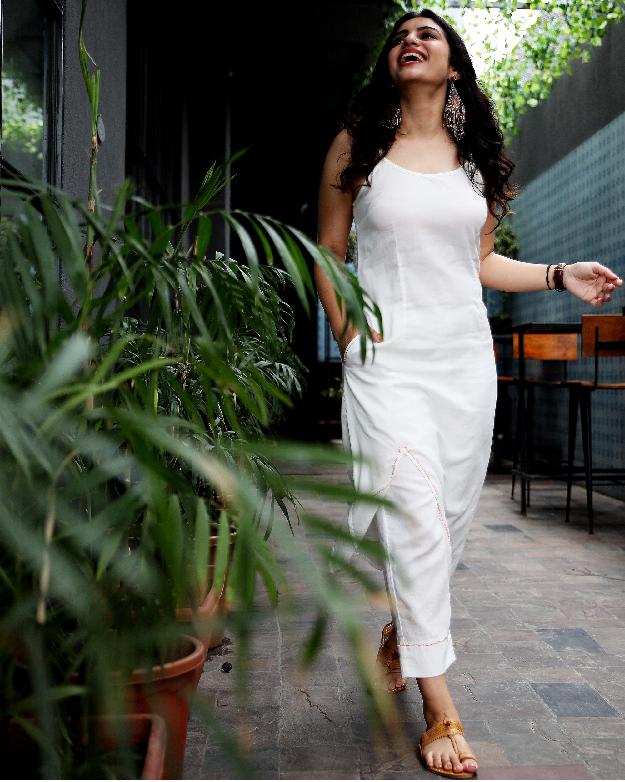 White Chanderi Embellieshed Kurta With Button Patti And Pants Set – Punit  Balana