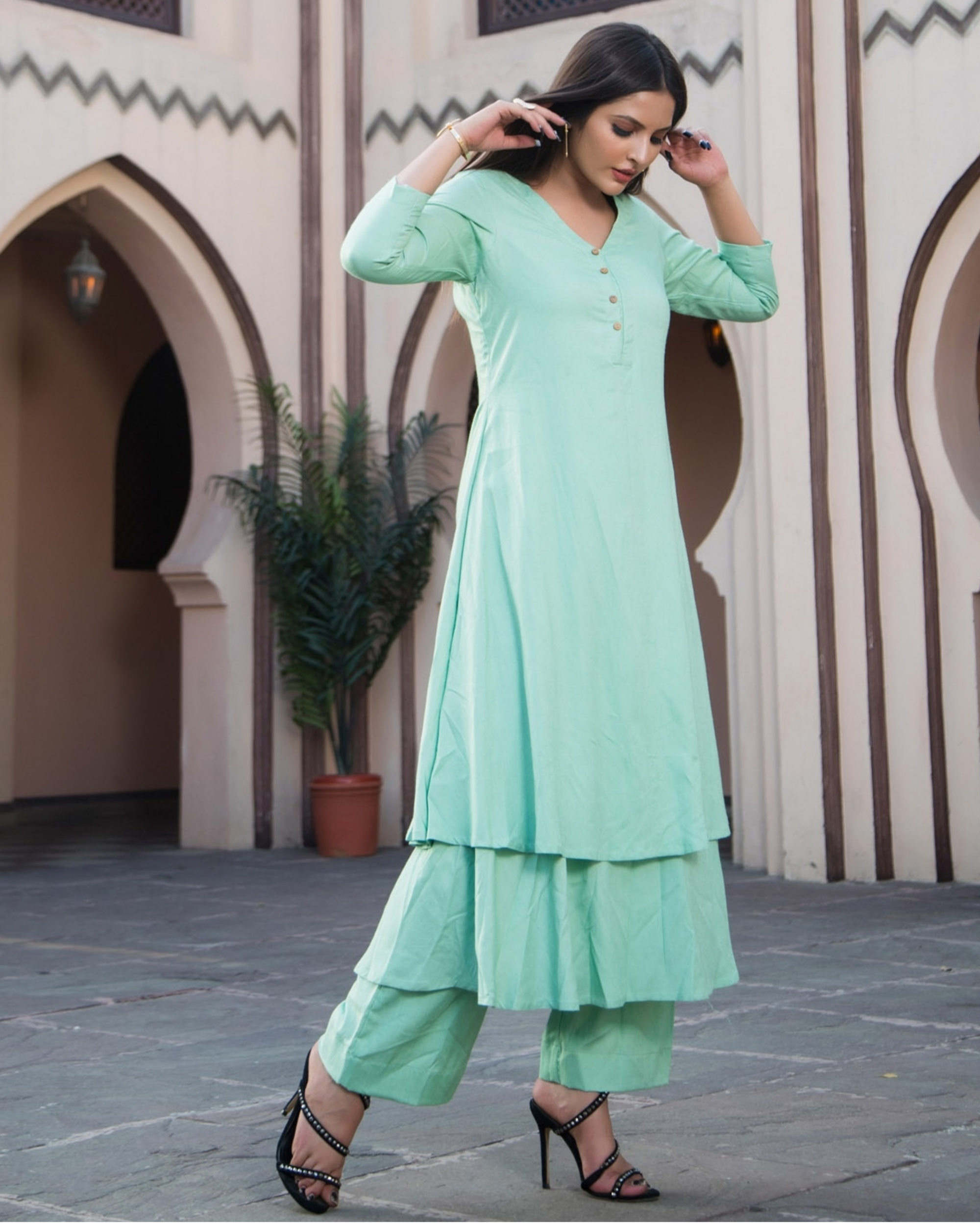 Turquoise suit setset of three by Ambraee The Secret Label
