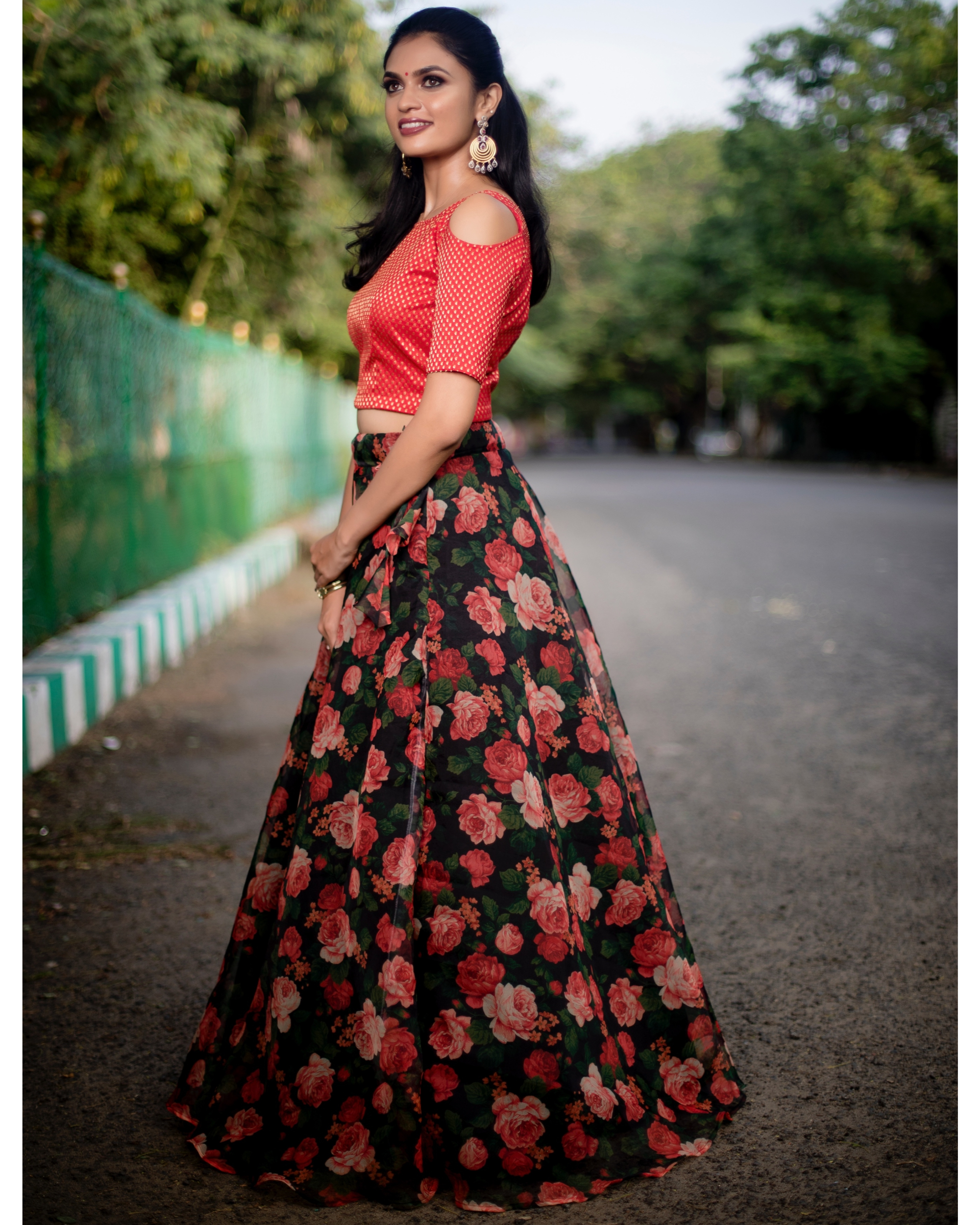 Banarasi skirt paired with handworked silk blouse..... In-house design by  Iha near pitchu Iyer jn Alleppey #ihadesigns #instagram… | Instagram