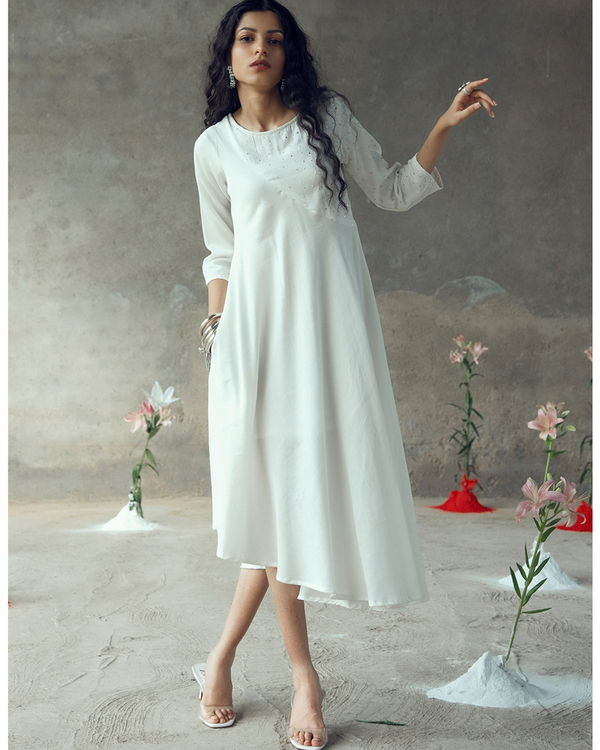 white umbrella frock design