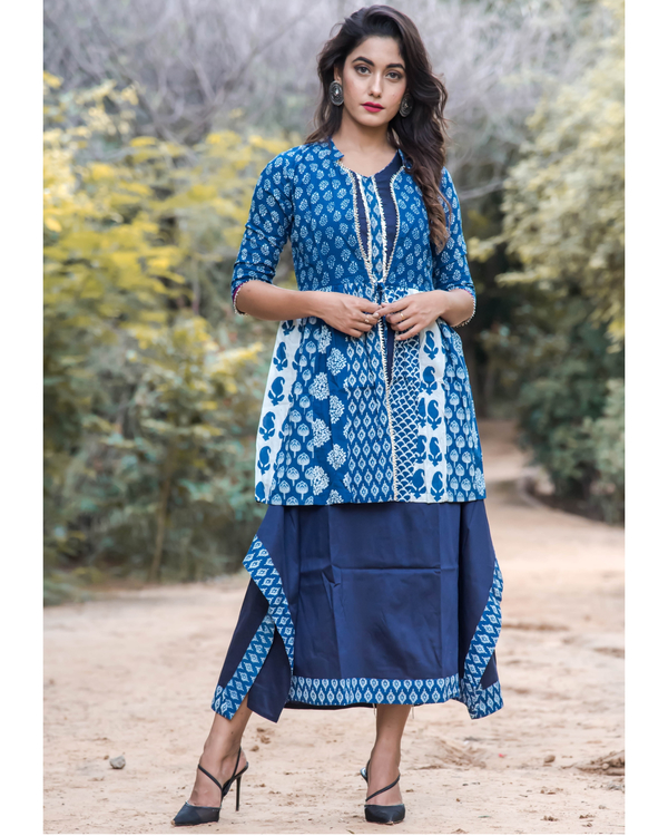 Blue gypsy tunic with jacket - set of two by Kaaj | The Secret Label
