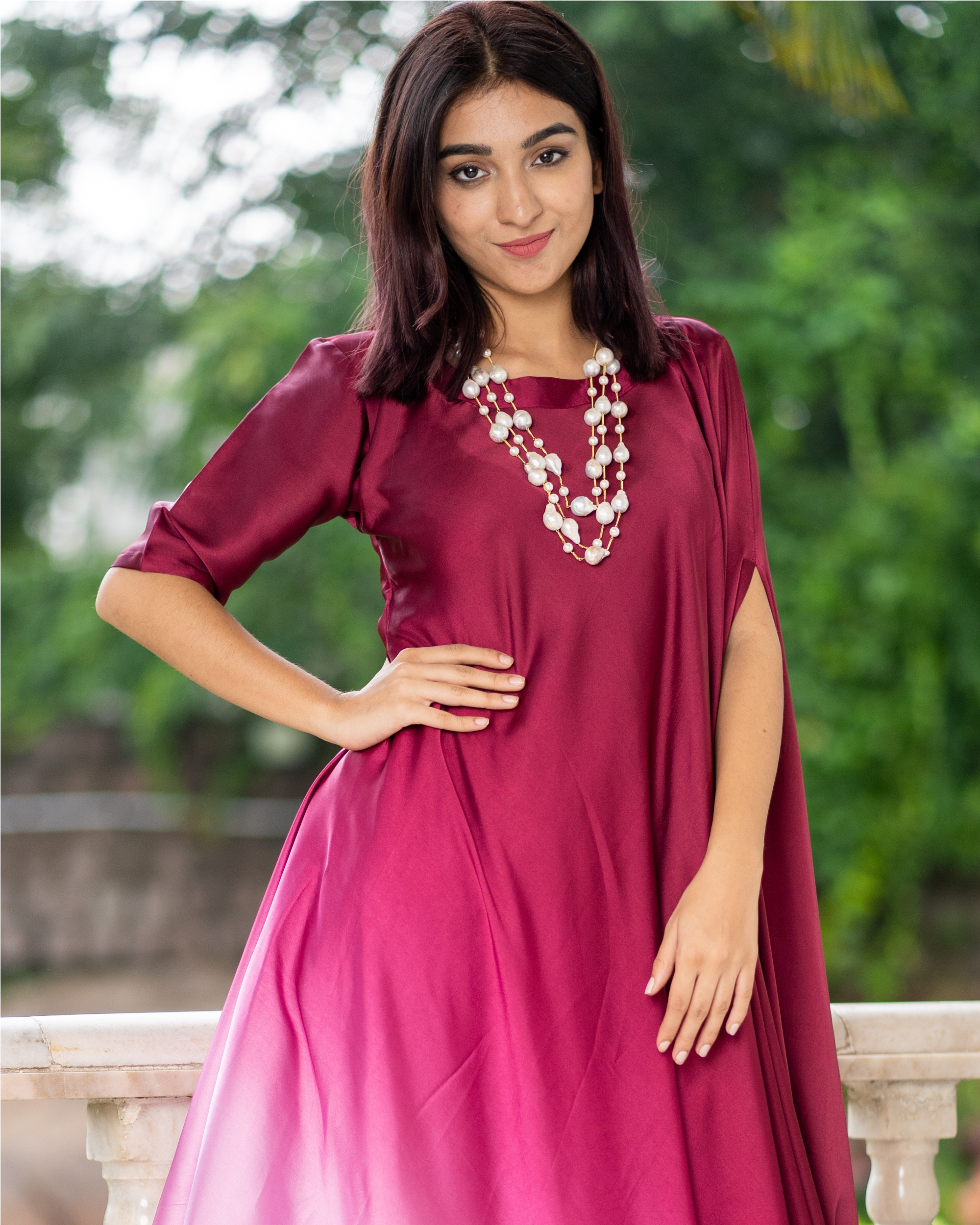 red and white ombre dress