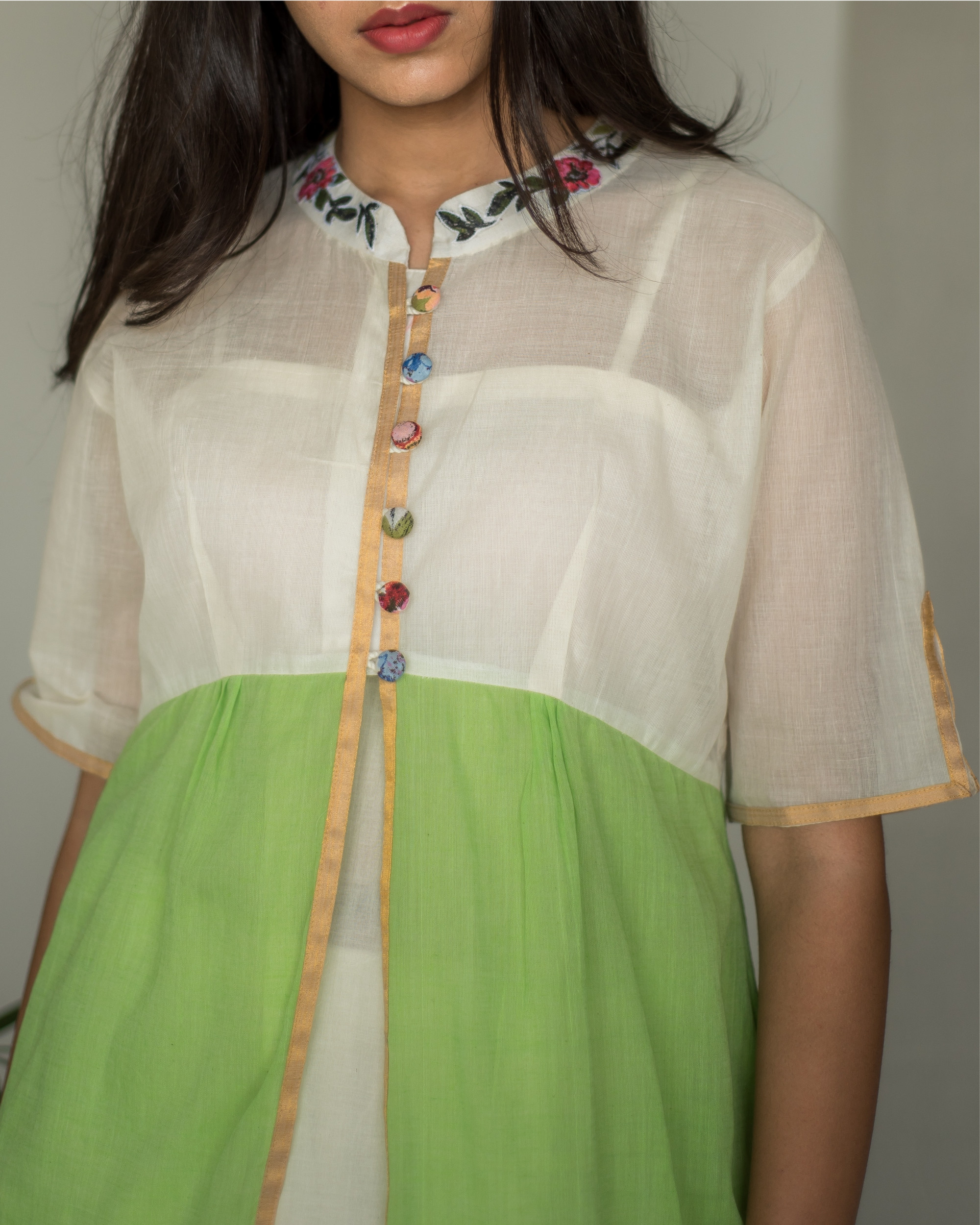 MASABA presents Jessica Parrot Green Flower Passion Shirt And Pants  exclusive at FEI