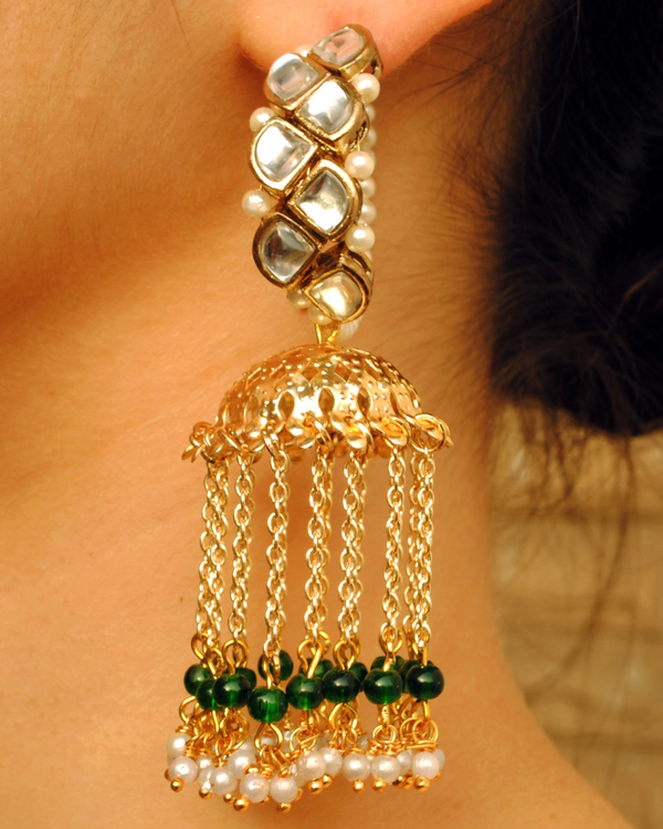 Emerald jhoomer jhumka earrings 1