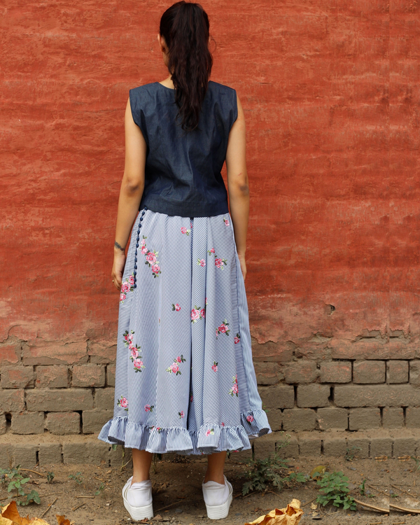 Denim top with flared skirt - set of two by Anecdotes | The Secret Label