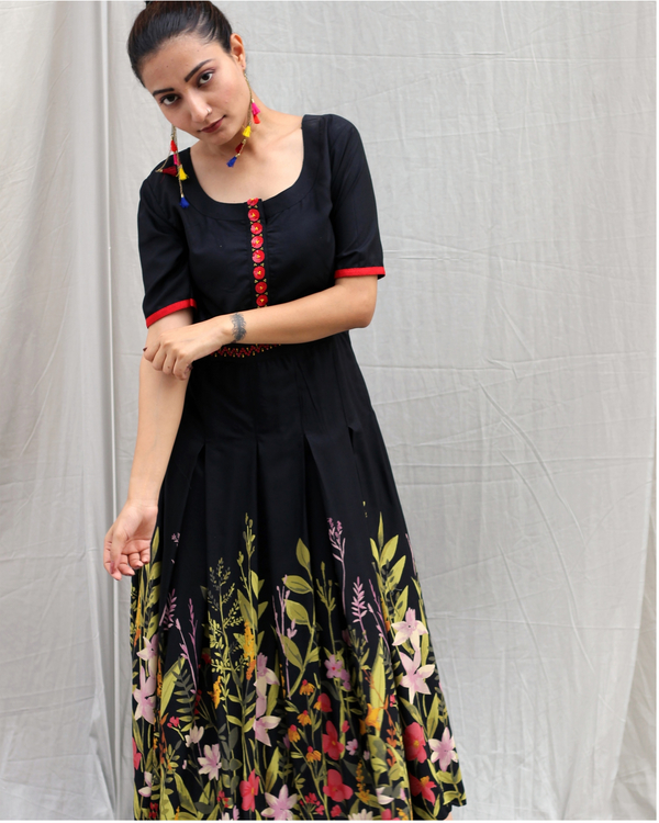 Black floral embroidered dress 2