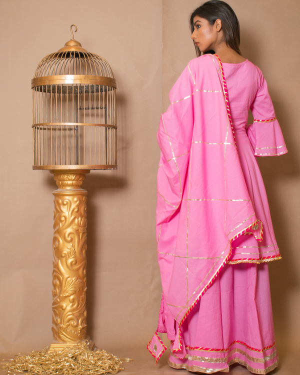 Baby pink kurta and skirt with dupatta - set of three 1