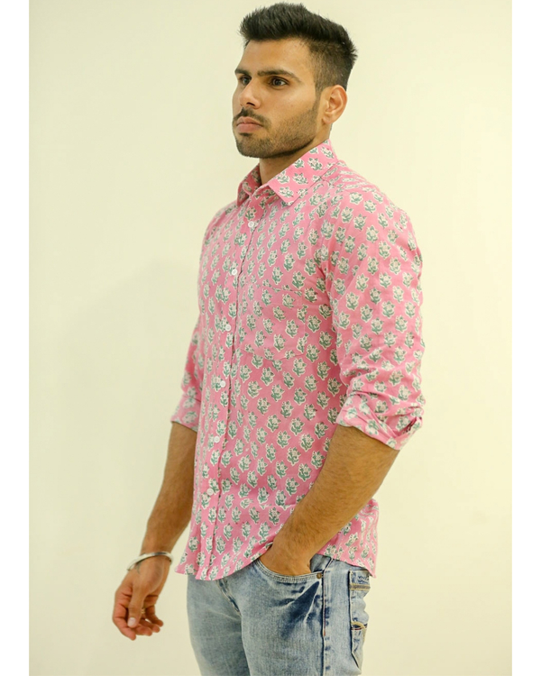 Blush Pink Floral Printed Shirt by Lavanya The Label | The Secret Label