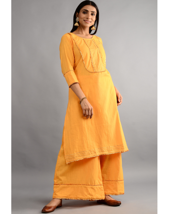 Mustard gota work suit set - set of two by Free Living | The Secret Label