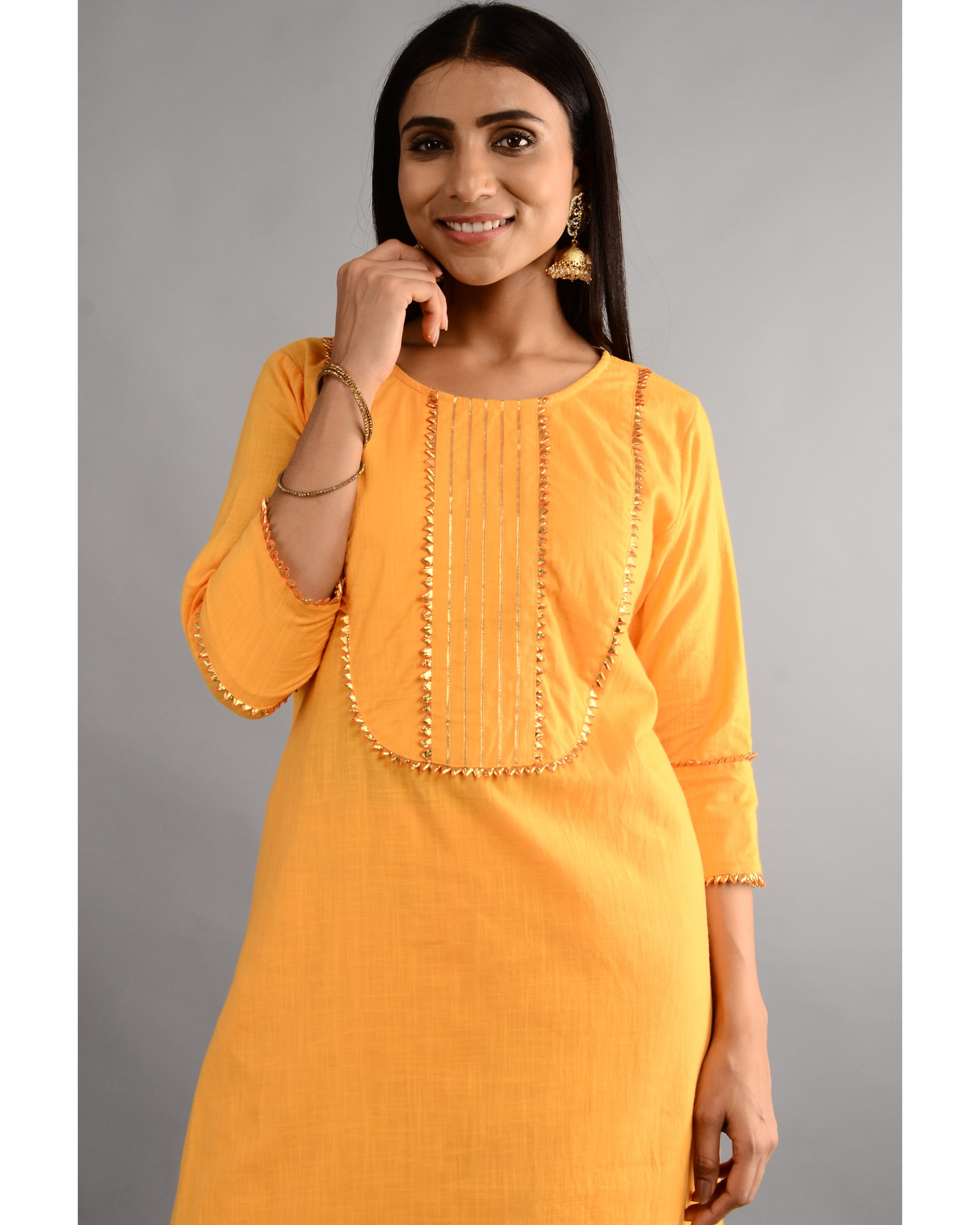 Mustard gota work suit set - set of two by Free Living | The Secret Label