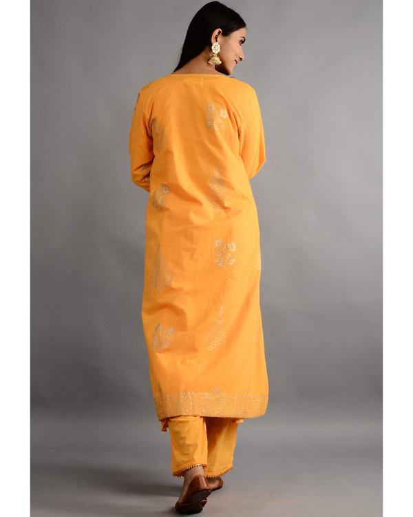 Mustard kurta with jacket and pants - set of three 1