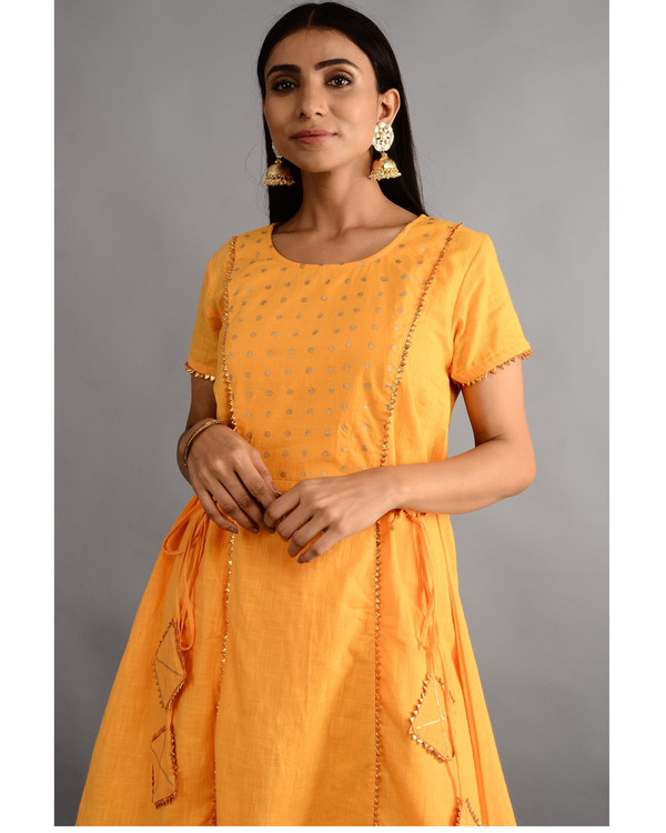 Mustard gota suit set with fabric tassels - set of two by Free Living ...