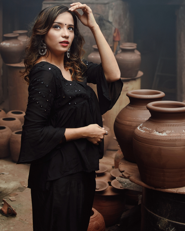 Black Mirror Work Top and Pants - Set of Two 2