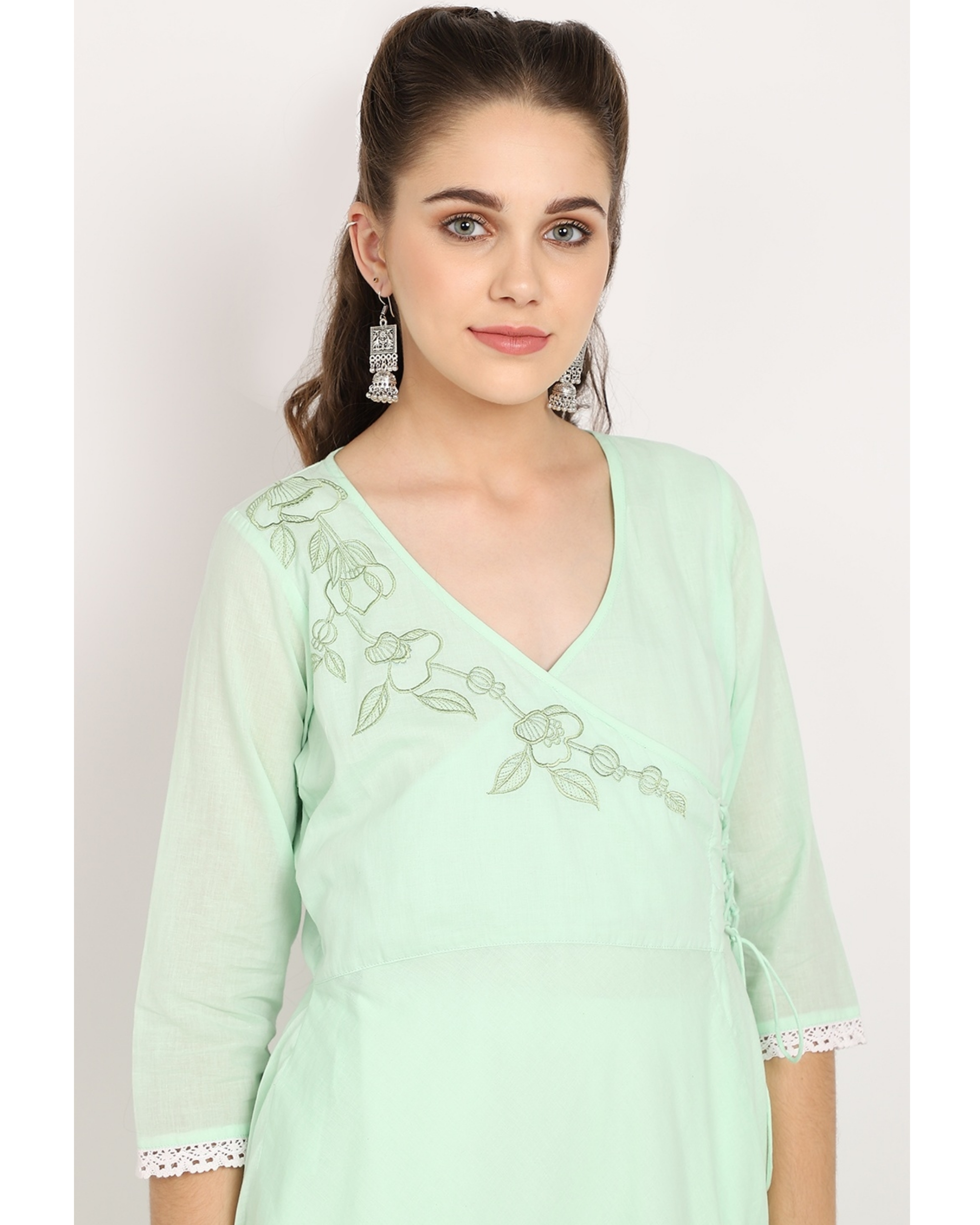 Mint green embroidered crochet tunic by The Cotton Staple | The Secret ...