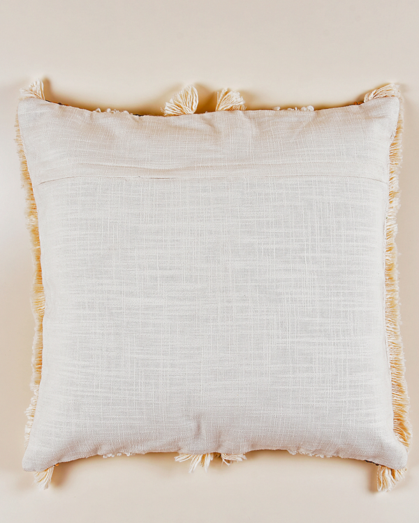 Gold and Cream Fringed cushion cover 1
