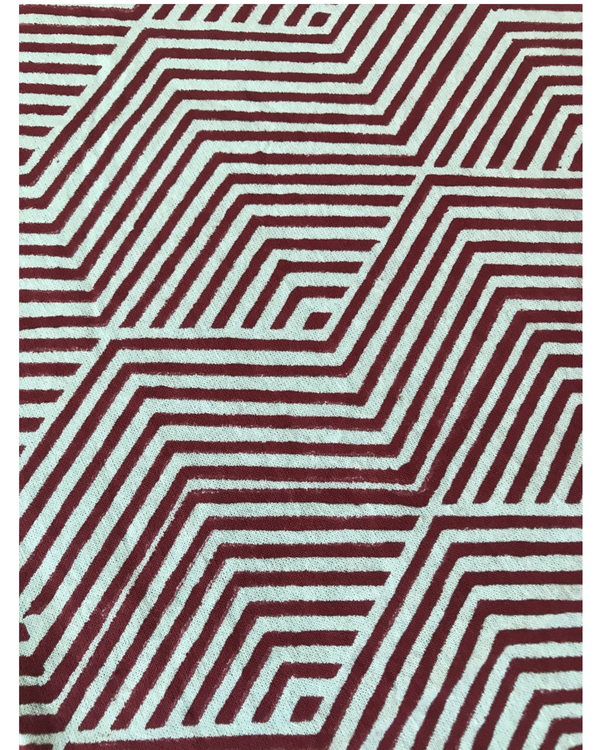 Maroon chevron hand block printed  table cloth 1