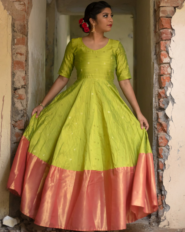 Lime green anarkali dress by Athira Designs | The Secret Label