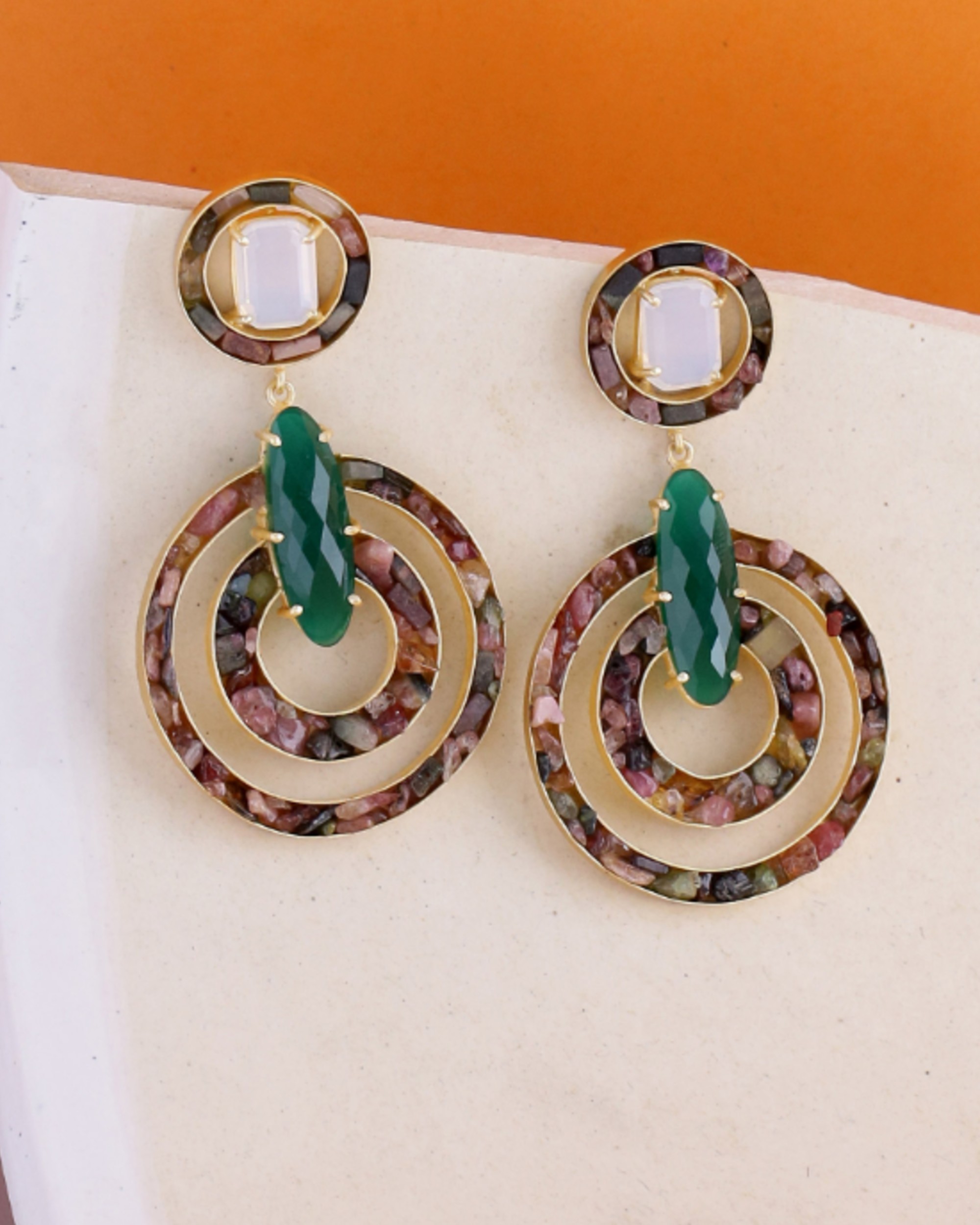 Emerald green crystalline hoop earring by Nitaara The Secret Label