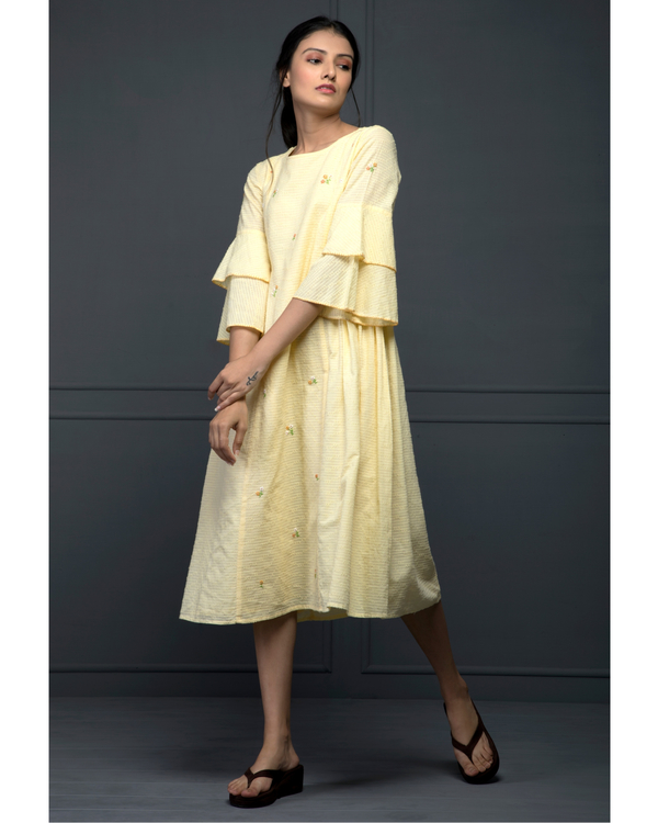 Yellow floral embroidered dress by Santav The Secret Label