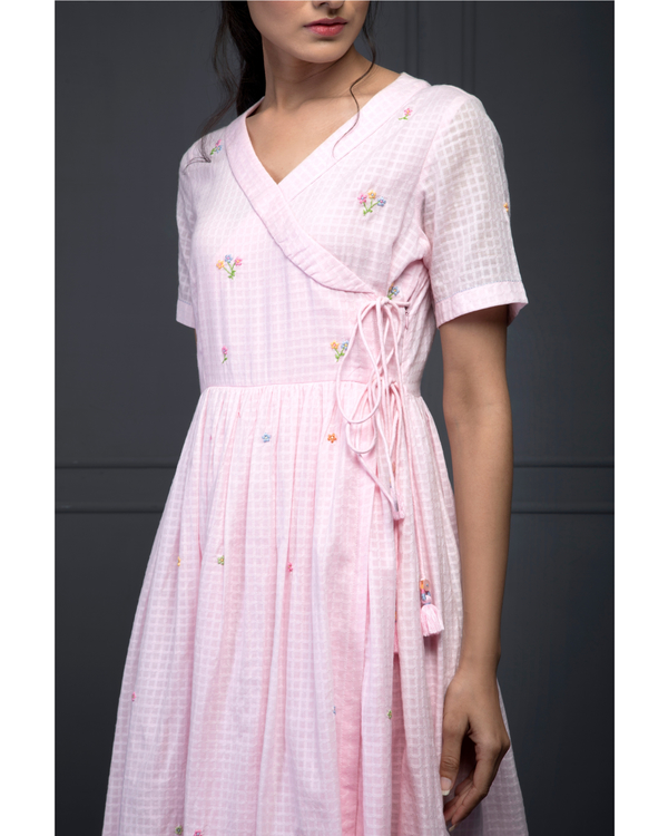 Pink floral wrap dress 2